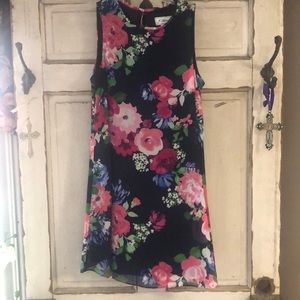 J. Howard Spring Floral Sleeveless Navy Lined Size 8 Dress